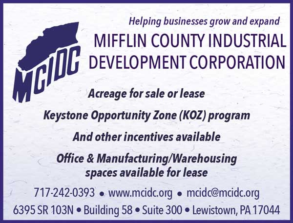 MCIDC - Mifflin County Industrial Development Corporation <center>MCIDC - Mifflin County Industrial Development Corporation | <b><a href="https://mcidc.org" target="_blank" rel="noopener noreferrer">CLICK HERE to view the website</a></b></center>